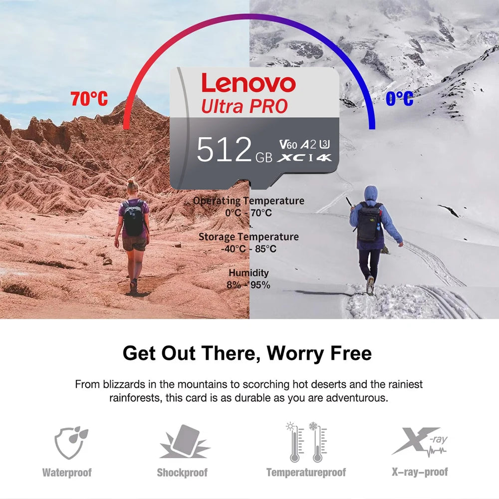 Original Lenovo Memory Card 2TB 128GB Class 10 V60 TF Card 1TB Mini SD Card 512GB 256GB A2 U3 Micro Card 2TB High Speed TF Card