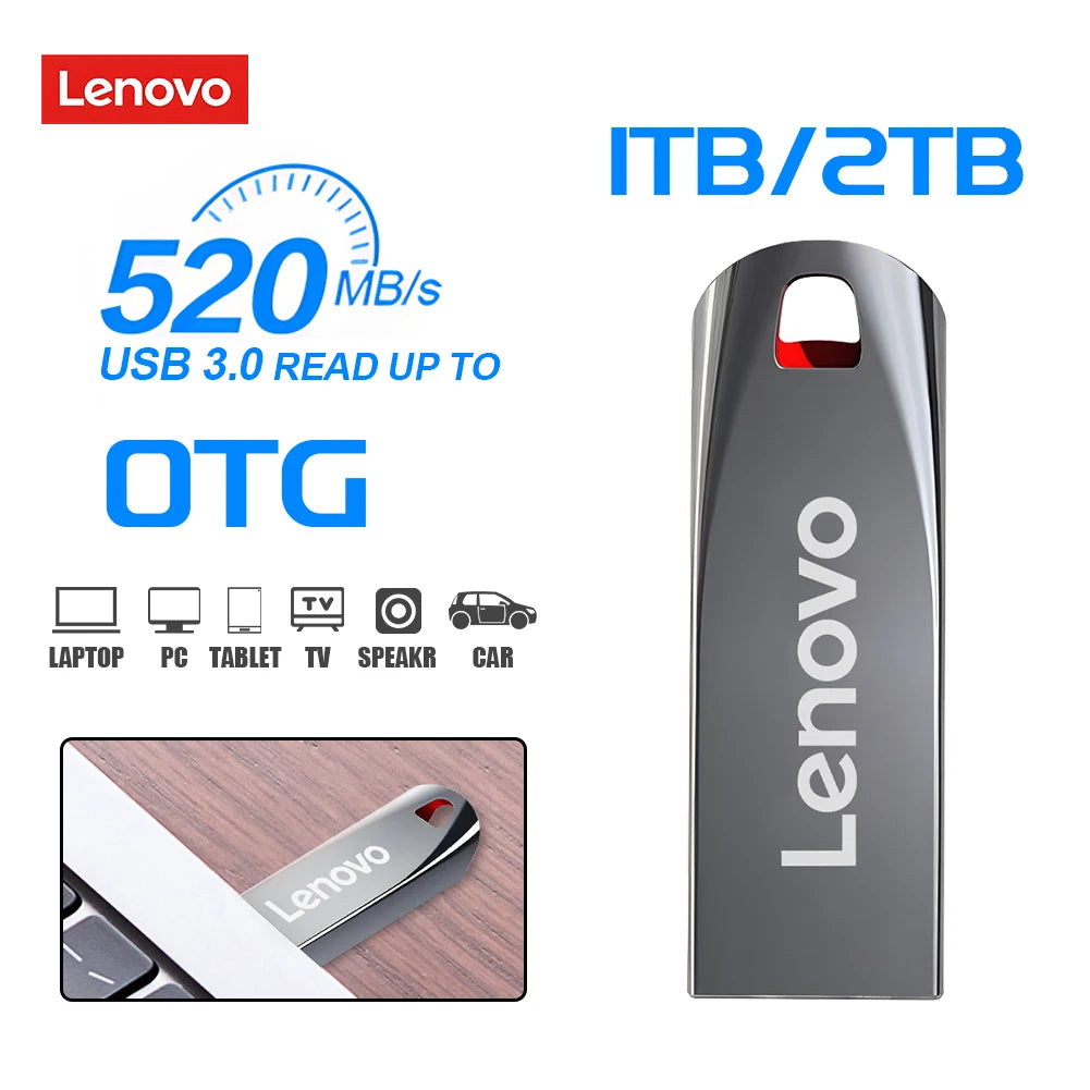 Lenovo USB 3.0 Flash Drives 2TB High Speed Pen Drive 1TB Metal Waterproof Usb Pendrive 512GB TYPE-C Memoria Usb Stick Smart Home