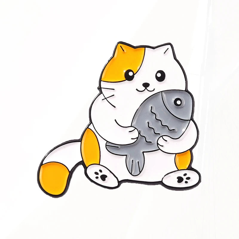 Cat Brooches Lapel Badges Cartoon Animal Jewelry Gift for Kids Friends Music Cat Enamel Pins Custom 1989 Cute Guitar