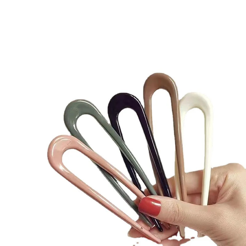 1Pc Women Hair Clip Pins Korean Style Solid Color Hair Stip Minimalist U Shape Girls Hair Bun Maker Headwear Styling Tools