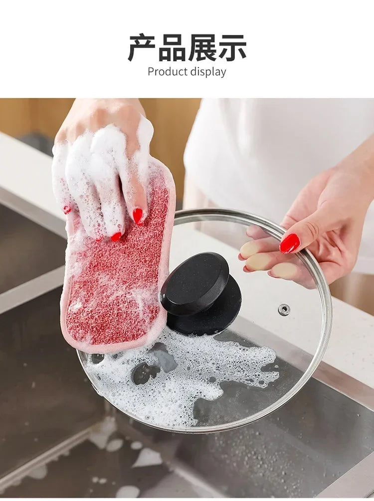 Dishwashing Sponge Block Kitchen Non-stick Oil Brush Pot Household Dish Cloth Double-sided Cleaning Cotton Scouring Pad