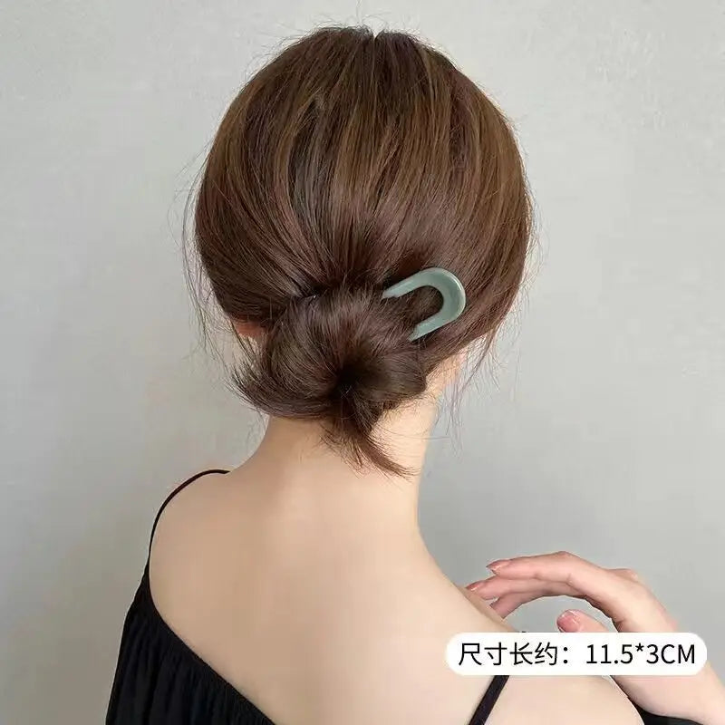 1Pc Women Hair Clip Pins Korean Style Solid Color Hair Stip Minimalist U Shape Girls Hair Bun Maker Headwear Styling Tools