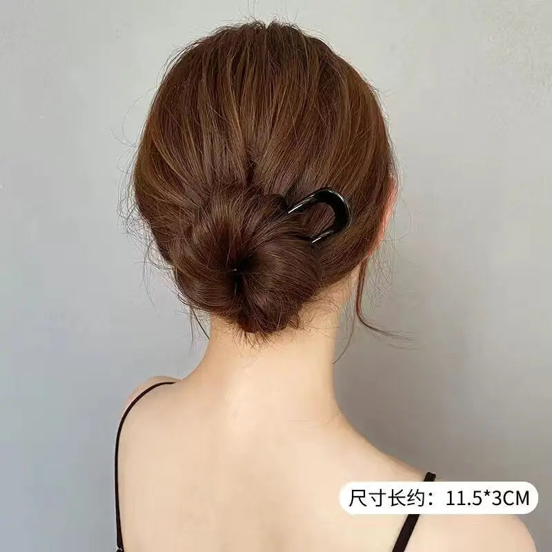 1Pc Women Hair Clip Pins Korean Style Solid Color Hair Stip Minimalist U Shape Girls Hair Bun Maker Headwear Styling Tools