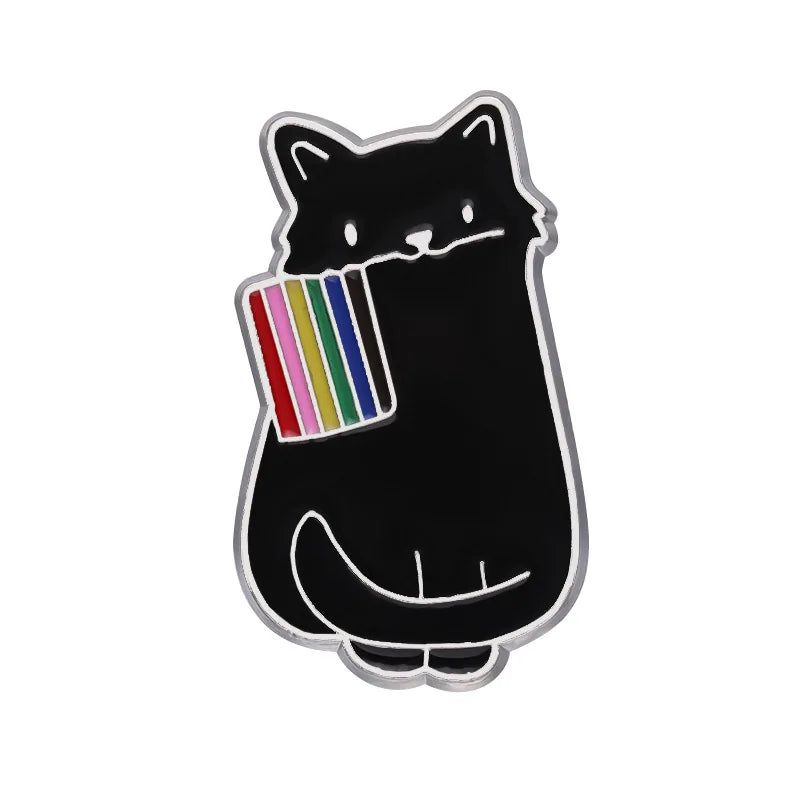 Cat Brooches Lapel Badges Cartoon Animal Jewelry Gift for Kids Friends Music Cat Enamel Pins Custom 1989 Cute Guitar