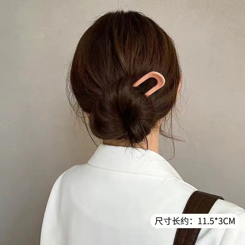 1Pc Women Hair Clip Pins Korean Style Solid Color Hair Stip Minimalist U Shape Girls Hair Bun Maker Headwear Styling Tools