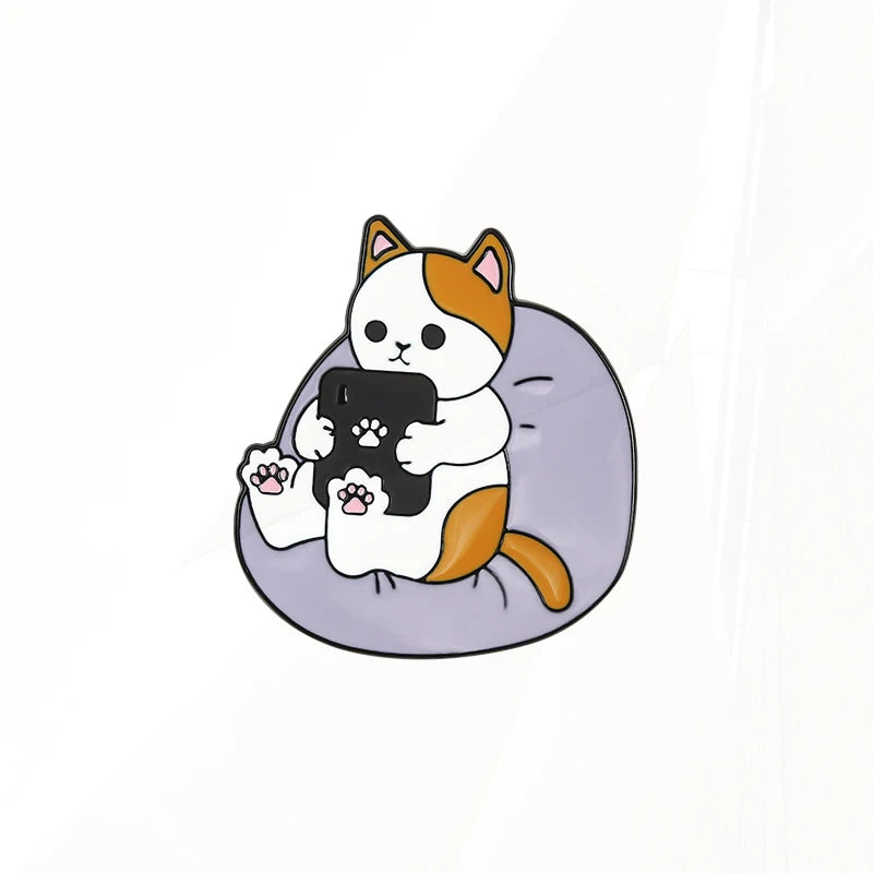 Cat Brooches Lapel Badges Cartoon Animal Jewelry Gift for Kids Friends Music Cat Enamel Pins Custom 1989 Cute Guitar