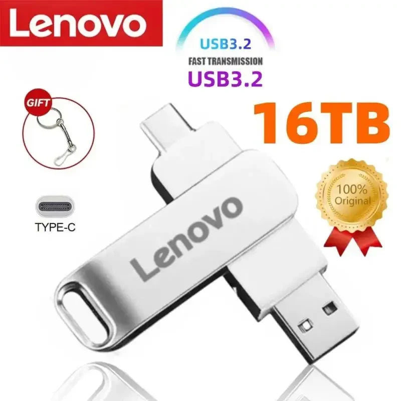 Lenovo 16TB USB 3.2 Flash Drives 2TB 1TB 4TB High Speed Transfer Metal Pendrive Memory Card Pen Drive Flash Disk For Phpne PC