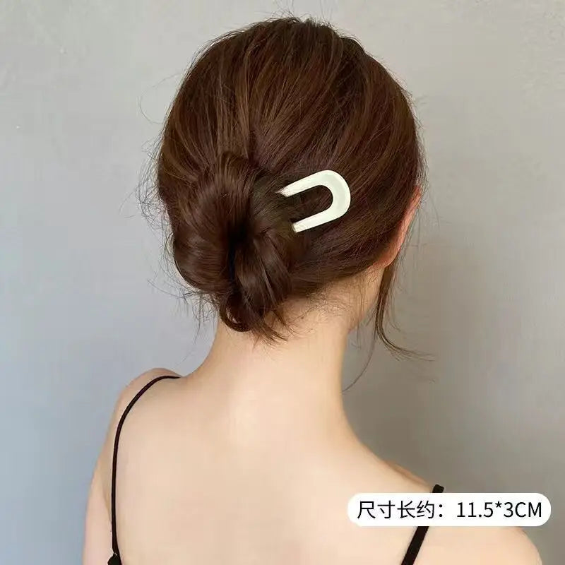 1Pc Women Hair Clip Pins Korean Style Solid Color Hair Stip Minimalist U Shape Girls Hair Bun Maker Headwear Styling Tools