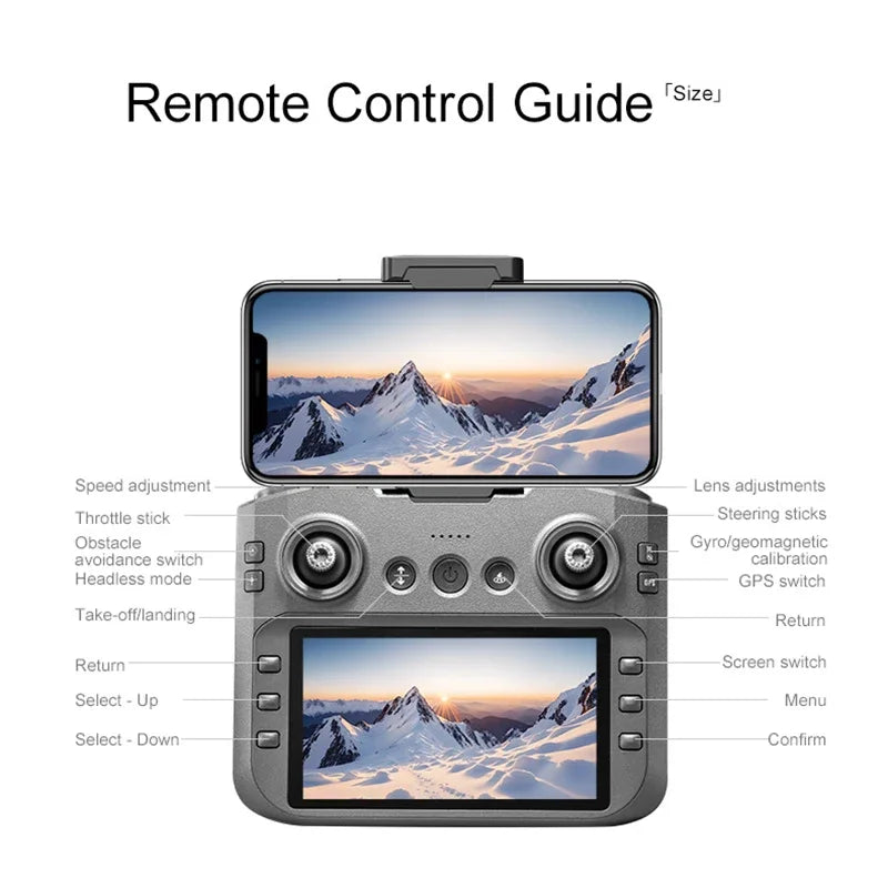 Xiaomi A14Pro Max Drone 8K HD Three Camera GPS Brushless Optical Flow Obstacle Avoidance 4.5-inch large screen UAV RC 20000M