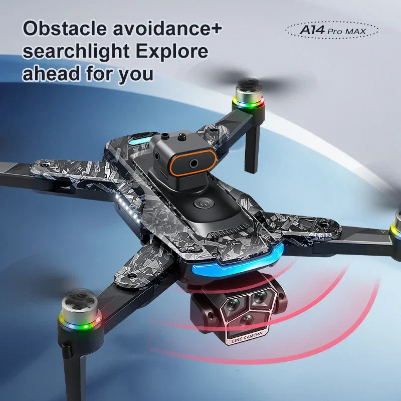Xiaomi A14Pro Max Drone 8K HD Three Camera GPS Brushless Optical Flow Obstacle Avoidance 4.5-inch large screen UAV RC 20000M