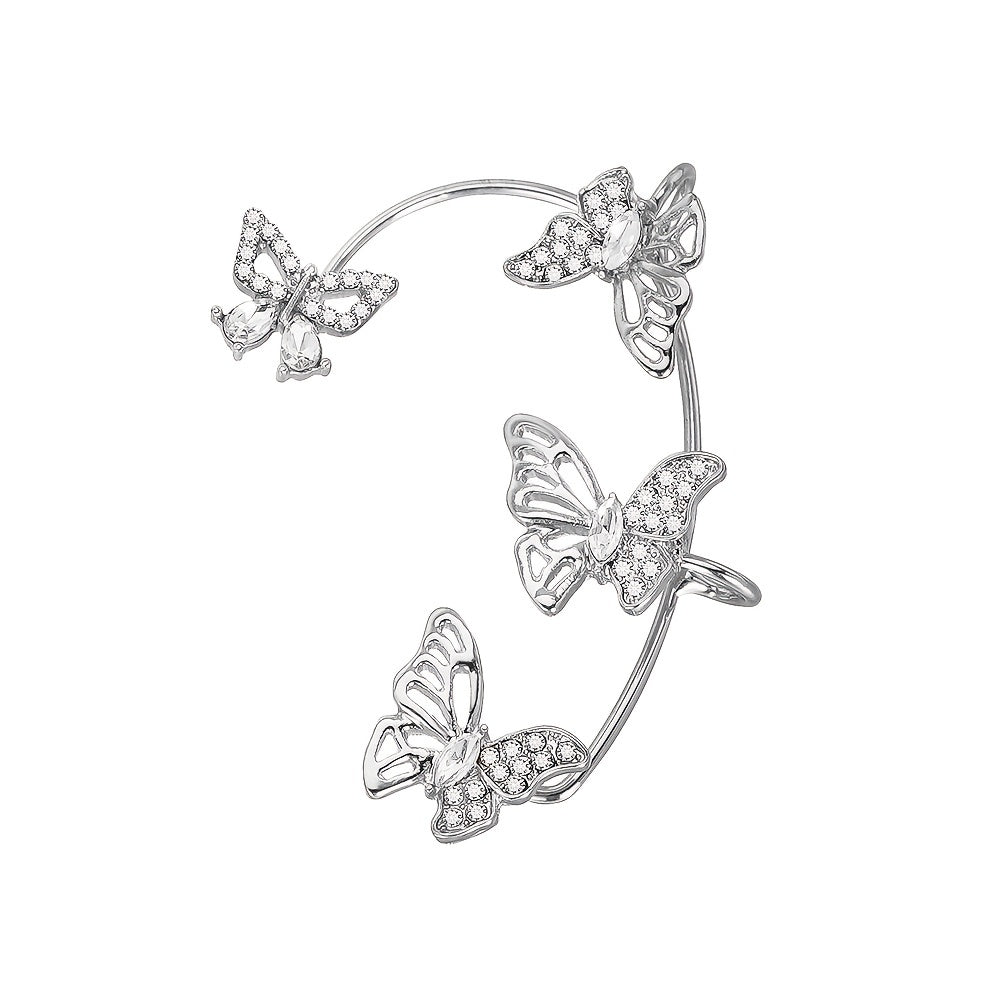 Women'S Elegant Butterfly Ear Cuffs - No-Piercing Ear Hooks, Synthetic Gemstone Accents, Everyday & Formal Jewelry for Parties, Weddings, Everyday Outfits - Non-Piercing Ear Clips for Sensitive Light Beige, Party Accessories,