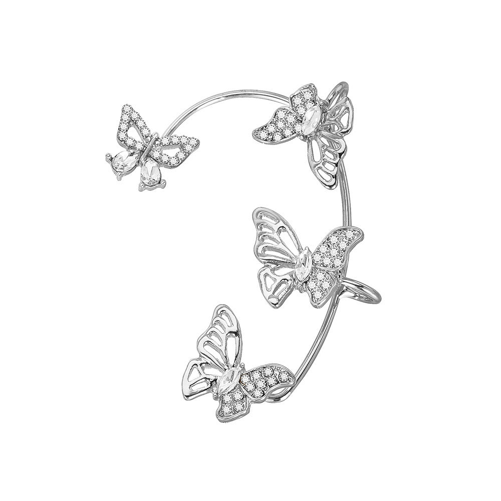 Women'S Elegant Butterfly Ear Cuffs - No-Piercing Ear Hooks, Synthetic Gemstone Accents, Everyday & Formal Jewelry for Parties, Weddings, Everyday Outfits - Non-Piercing Ear Clips for Sensitive Light Beige, Party Accessories,